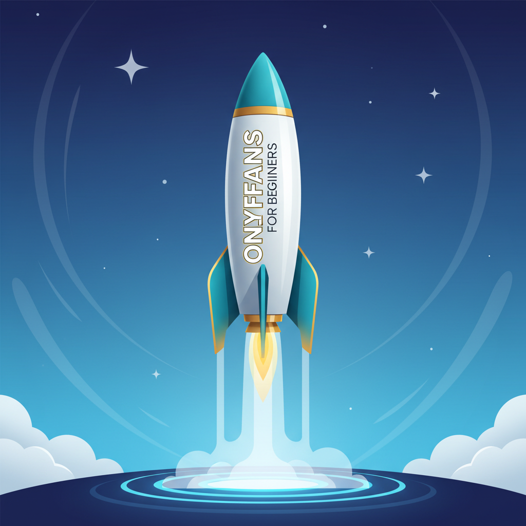 Eine Rakete startet mit der Aufschrift „OnlyFans Agentur“ darauf – OnlyFans Agentur für Anfänger Illustration